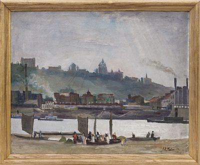 Мизин (Мызин) А. В.(1900–1984) - На набережной. Киев. СССР, 1939 г. Холст, масло. 50 Х 63 см. 