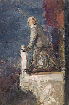 Назаров В.А.(1905-1984) - Ленин на трибуне. СССР, 1960-е годы. Оргалит, масло. 50 Х 38 см. 