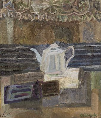 Андронов Н.И.(1929–1998 гг) - Натюрморт с кружевом. СССР, 1966 год. Холст, масло. 70 Х 60 см. 