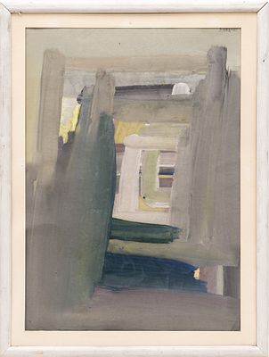 Вулох И. А.(1938 - 2012) - Композиция. СССР, 1969 год. Бумага, темпера. 55 Х 39,5 см. Подпись и 