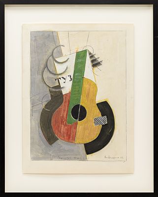 Немухин В.Н.(1925 - 2016 гг.) - Гитара (бубновый туз). СССР, 1982 год. Бумага, карандаш, тушь 