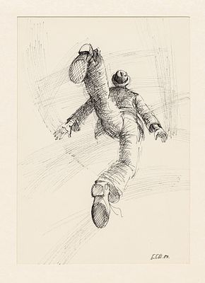 Басыров Г.Ш.(1944 - 2004 гг) - Рисунок из серии &laquo;Спорт&raquo;. СССР, 1980 г. Бумага, тушь. 26 Х 18 см (в 