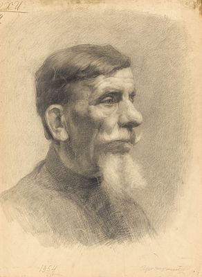 Гросицкий А. Б.(1934 — 2017) - Портрет мужчины. СССР, 1954 год. Бумага, карандаш. 52,5 Х 39 см. 