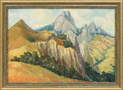 Шматко И. И.(1929–2001) - Кара-Даг. СССР, 1970-е годы. Картон, масло. 25 Х 36 см. Небольшие осыпи. 
