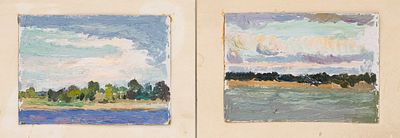 Стаховский К. М.(1905-1973) - Два этюда. СССР, 1950-е гг. Картон, масло. Наклеены на картон 