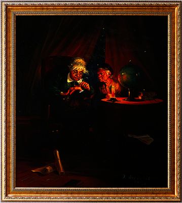 Жанровая F. Arendt Гадание на руке х/м Германия 1970-е г. 79x70 см. F. ArendtЕвропа1970холст 