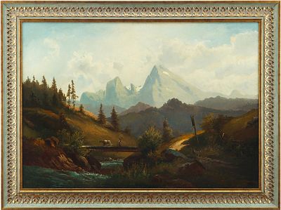 Горный пейзаж .Николай фон Астудип. Николай фон Астудиноколо 1876 гхолст, масло68 см х 97 смНа 