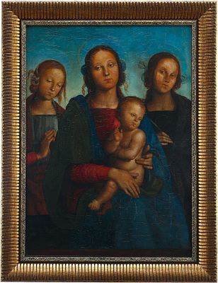 J. Kalous Мадонна и младенец со святой Екатериной и святой Розой дерево масло 1925 г. 63x84.5 см. 
