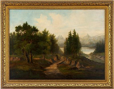 Пейзаж с мостиком. неизвестный европейский художникпоследняя четверть XIX ввхолст, масло73,5 см 