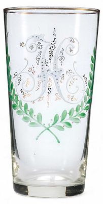 Бокал с вензелем. Европапервая половина XX векастекло; роспись эмалью13,7 см х смБокал 