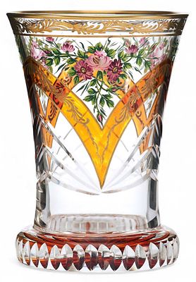 Стакан &laquo;ранфбехер&raquo; с растительным орнаментом. БогемияКонец XIX векастекло; роспись, шлифовка 