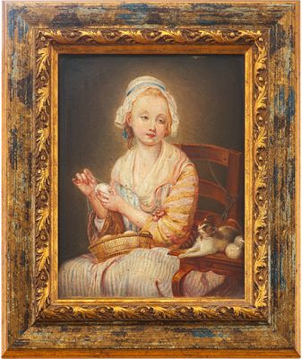 Копия с картины &laquo;Девушка, сматывающая клубок шерсти&raquo; Жана-Батиста Грёза. неизв. европейский 