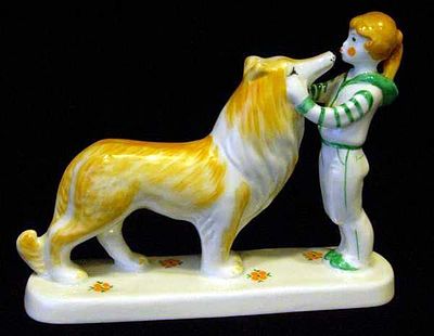 "Девочка с собакой". А.Д. Бржезицкая Дулевский фарфоровый завод 1960-70 е гг см х см Фарфор 