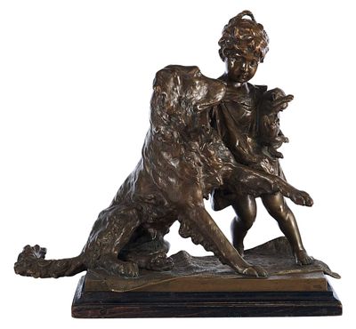 Скульптурная группа &laquo;Девочка с котёнком и собака&raquo;. Берндорф, Австрияконец XIX — начало XX 