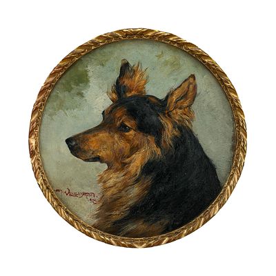 Портрет собаки, Европа. ЕвропаКонец XIX века45,5 см х 45,5 смНа картине изображена собака породы 