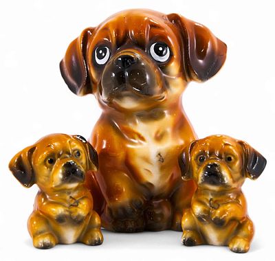 Скульптурная группа Щенки керамика, Европа кон. ХХ в. H-12,5 и 5,8 см. ЕвропаХХ веккерамика 