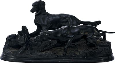 Скульптурная группа "Собаки на стойке" Касли 1968 г. Мен Пьер-Жюль.Каслинский 