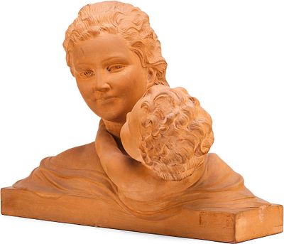 Авторская скульптура Уго Чиприани (Ugo Cipriani) Счастливое детство керамика, Италия 1930 гг 