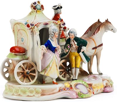 Скульптурная композиция Галантная сцена фарфор, Sitzendorf Германия 1930е-гг. 26х19 см. Германия 