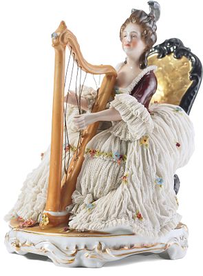 Скульптура Музицирующая дама кружевница фарфор, Европа ХХ в. Н-20,5 см. ЕвропаНачало XX 