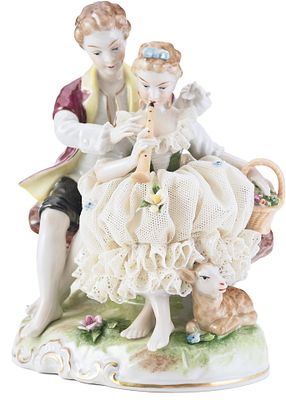 Скульптура Пастораль фарфор, 1958-76 гг. Унтервайсбах (Unterweissbach) Германия Н-16,8 см. Унтер 