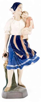 Скульптура Мать с ребенком фарфор Дания (?) Н-31,8 см. Северная ЕвропаXX векфаянс, роспись31,8 