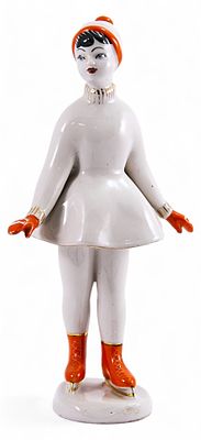 Скульптура Фигуристка-конькобежка фарфор, Полонский ЗХК Полонное УССР 1950-60-е гг. Н-28,4 см. П 