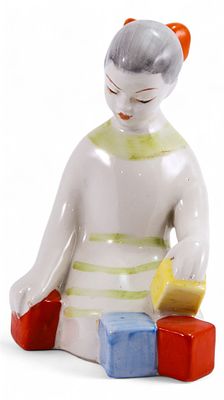 Скульптура Девочка с кубиками фарфор, Городницкий ГФЗ Городница УССР 1960-70 гг. Н-12 см. Городн 
