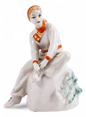 Скульптура Конькобежка фарфор, Городницкий ГФЗ Городница УССР 1960-70 гг. Н-13 см. Городницкий 