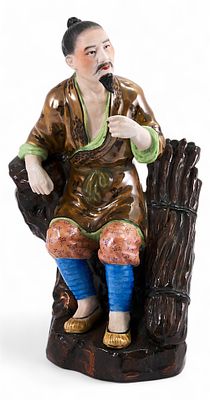 Скульптура Сидящий китаец фарфор, Китай сер. ХХ в. Н-23 см. Китай2 половина XX векафарфор 