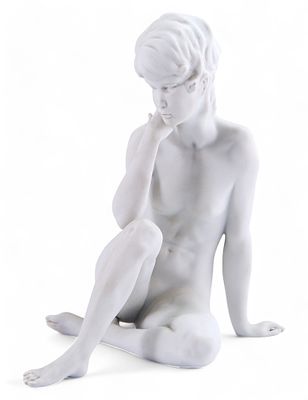Скульптура Сидящая обнаженная бисквит, Alboth & Kaiser Германия 1979-90 гг. Н-23 см. АК Кайзер 