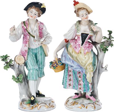 Скульптуры Цветочница и Голубятник Dressel, Kister & Сіе Германия нач. XX в H-19 см. Пассау 