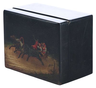 Шкатулка "Тройка летняя". Россия, Фабрика О.Ф. Вишнякованачало 1880-ггпапье-маше, лак, роспись7 