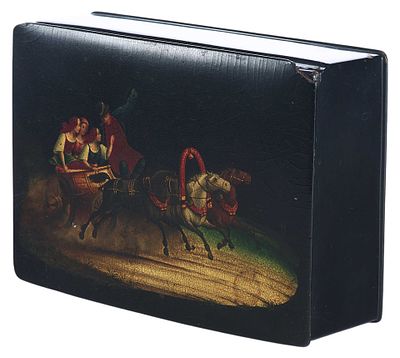 Шкатулка "Тройка летняя". Россия, Фабрика Лукутина. Россия, Фабрика Лукутина1863 - 1876 