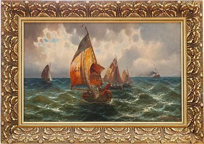 Морской пейзаж. Парусники. Зантор/ Шантор/ ВильгельмЕропа1930-е гхолст, масло36,5 см х 57,8 