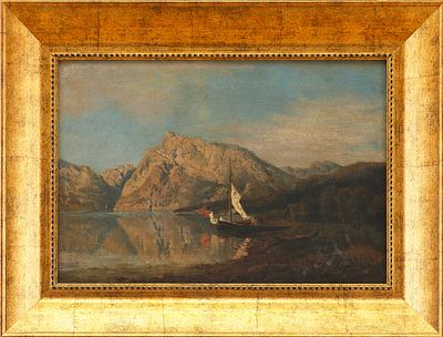 Картина &laquo;Парусник во фьордах&raquo;. Rasmussen, Anton GeorgЕвропаконец XIX - начало XX ввхолст 