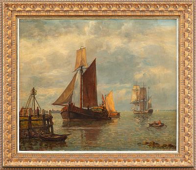 Картина &laquo;В порту&raquo;. Gerard KoekkoekЕвропаКонец XIX - первая четверть ХХ вхолст, масло50 см х 59,7 