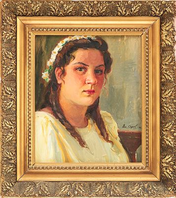 В. А. Серов Женский портрет к/м СССР 1946 г. 28,6x23,2 см. Серов В.А.картон, масло28,6 см х 23 