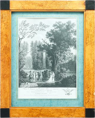 Рама из карельской березы с копией гравюры С. Галактионова &laquo;Вид Марли и Золотой горы&raquo;. С. 