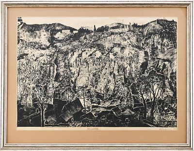 Новиченко В. А. линогравюра Скалистые вершины. Урал 1966 г. 52x72 см. Новиченко Валентин 