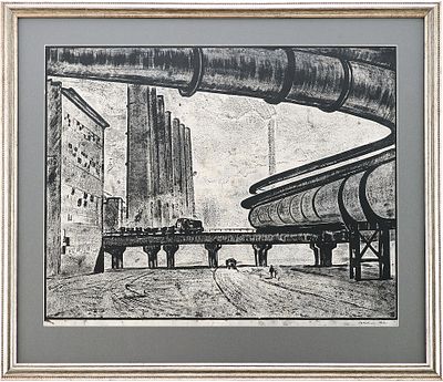 Новиченко В. А. офорт Орско-Халиловский комбинат 1966 г. 49,7x63,8 см. Новиченко В. 