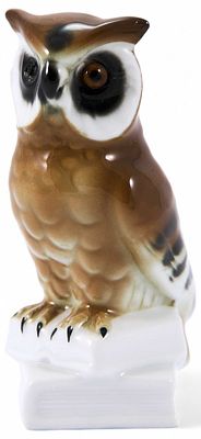 Скульптура Сова на книгах фарфор Графенталь (Grafenthal) ГДР 1972-90 гг. Н-11 см. Графенталь 