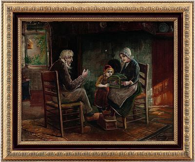 L. Dubois Птичка в клетке х/м Европа нач. ХХ в. 41,8x52,8 см. L. DuboisНачало XX векахолст 