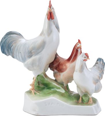 Скульптура &laquo;Петух и курицы&raquo;. Андраш Синько (1901-1965)Печ, Венгрия.1924-1970 ггфарфор, литьё18 