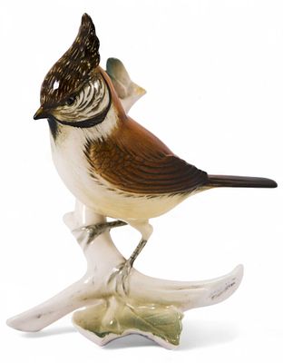Скульптура Хохлатый жаворонок фарфор, Карл Энц (Karl Ens) Германия после 1945 г. Н-13 см. Фолькш 