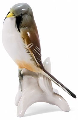 Скульптура Усатая синица фарфор, Карл Энц (Karl Ens) Германия после 1945 г. Н-12,5 см. Фолькштад 