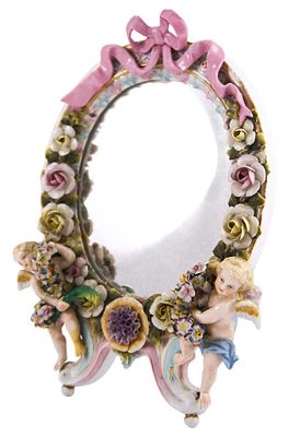 Зеркало. Зитцендорф. Зитцендорф1-я половина XX векафарфор, лепка, роспись30,7 см х 22 смЗеркало 