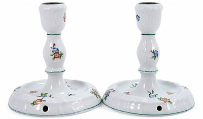 Парные подсвечники фарфор, Херенд (Herend) Венгрия сер. ХХ в. H-14,5 см. Херенд 