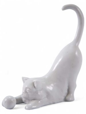 Скульптура Кошка с мячиком фарфор, Херенд (Herend) Венгрия 1960-е гг. H-13 см. Херенд 