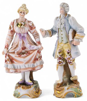 Парные скульптуры &laquo;Дама и кавалер&raquo;. Фолькштедт (?) ГерманияКонец XIX векафарфор, литье, лепка 